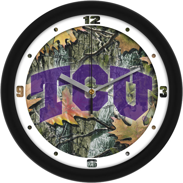 Texas Christian Horned Frogs - Camo Wall Clock