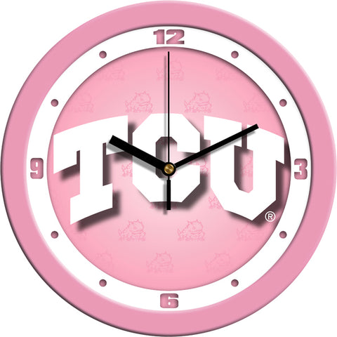 Texas Christian Horned Frogs - Pink Wall Clock