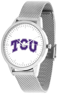 Texas Christian Horned Frogs - Mesh Statement Watch - Silver Band