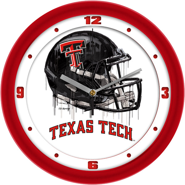 Texas Tech Drip Helmet Decorative Wall Clock, Silent Non-Ticking, 11.5"