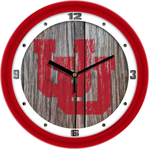 Utah Utes - Weathered Wood Wall Clock