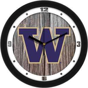 Washington Huskies - Weathered Wood Wall Clock