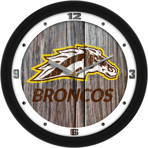 Western Michigan Broncos - Weathered Wood Wall Clock