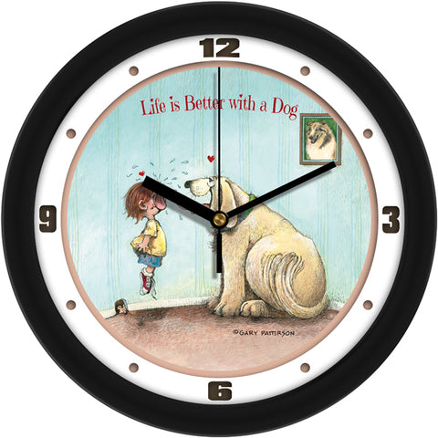 Life is Better with a Dog Funny Dog Wall Clock by Gary Patterson
