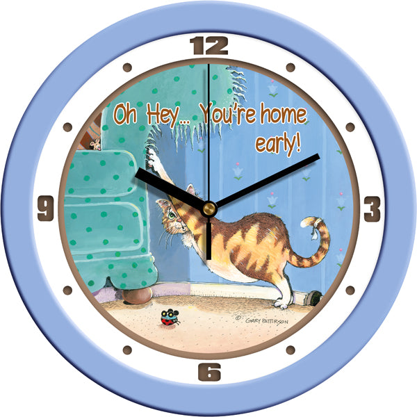 You're Early Funny Cat Wall Clock by Gary Patterson