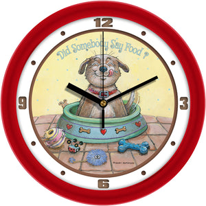 Did Somebody Say Food Funny Dog Wall Clock by Gary Patterson