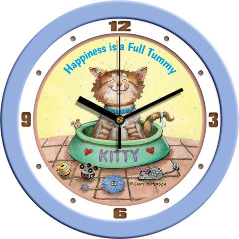 Full Tummy Funny Cat Wall Clock by Gary Patterson