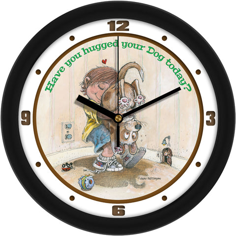 Hug your Dog Funny Dog Wall Clock by Gary Patterson