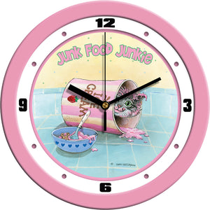 Junk Food Junkie Funny Cat Wall Clock by Gary Patterson