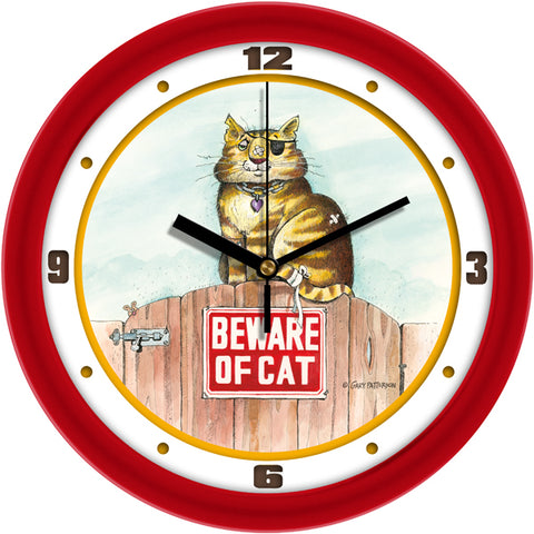King of the Block Funny Cat Wall Clock by Gary Patterson