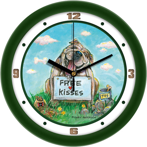 Free Kisses Funny Dog Wall Clock by Gary Patterson
