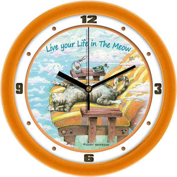 Life in the Meow Funny Cat Wall Clock by Gary Patterson