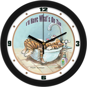On Tap Funny Cat Wall Clock by Gary Patterson
