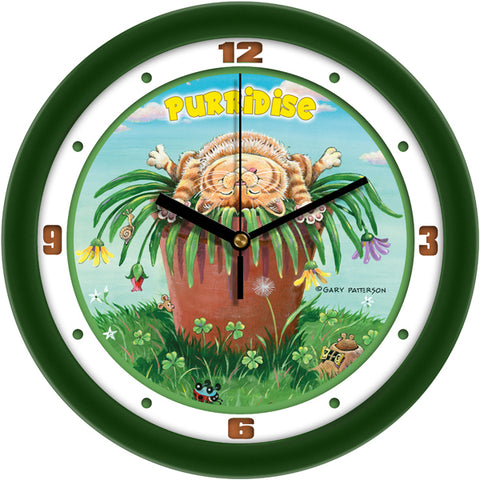 Purridise Funny Cat Wall Clock by Gary Patterson