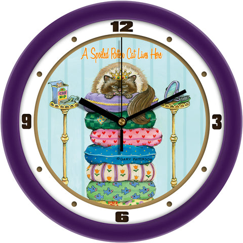 Spoiled Rotten Funny Cat Wall Clock by Gary Patterson
