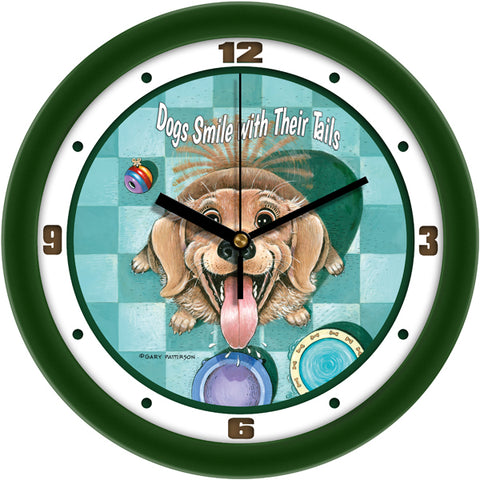 Dogs Smile with their Tails Funny Dog Wall Clock by Gary Patterson