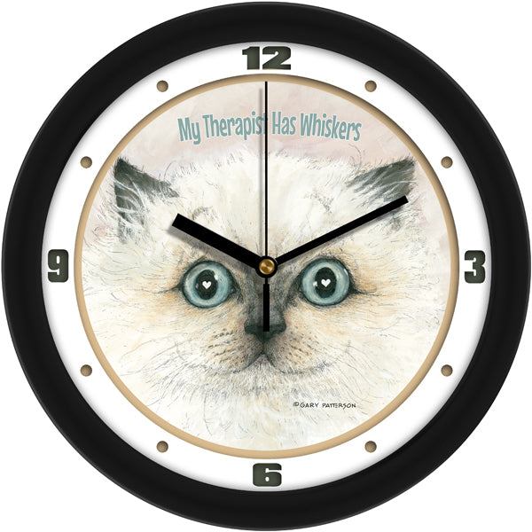 Therapist Whiskers Funny Cat Wall Clock by Gary Patterson