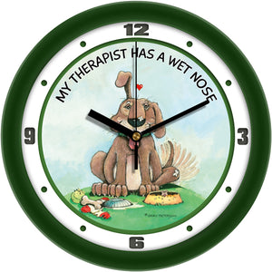 Wet Nose Therapist Funny Dog Wall Clock by Gary Patterson
