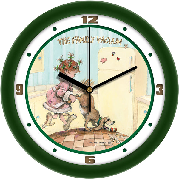 The Family Vacuum Funny Dog Wall Clock by Gary Patterson