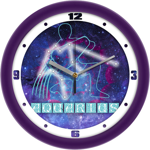 Aquarius Zodiac Sign Wall Clock, Non Ticking Silent, 11.5"