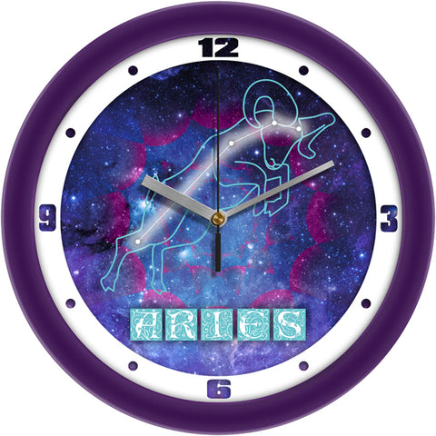 Aries Zodiac Sign Wall Clock, Non Ticking Silent, 11.5"