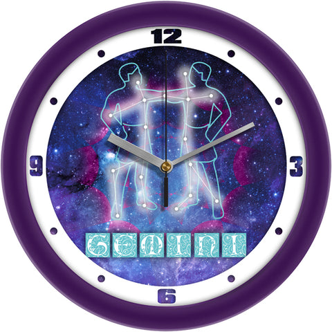 Gemini Zodiac Sign Wall Clock, Non Ticking Silent, 11.5"