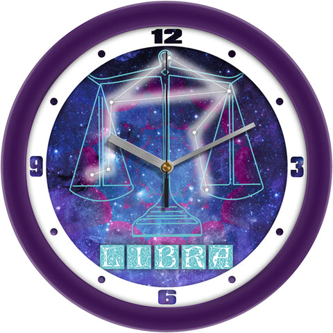 Libra Zodiac Sign Wall Clock, Non Ticking Silent, 11.5"
