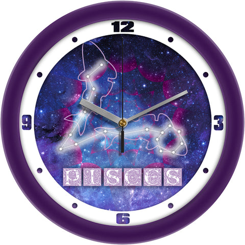 Pisces Zodiac Sign Wall Clock, Non Ticking Silent, 11.5"