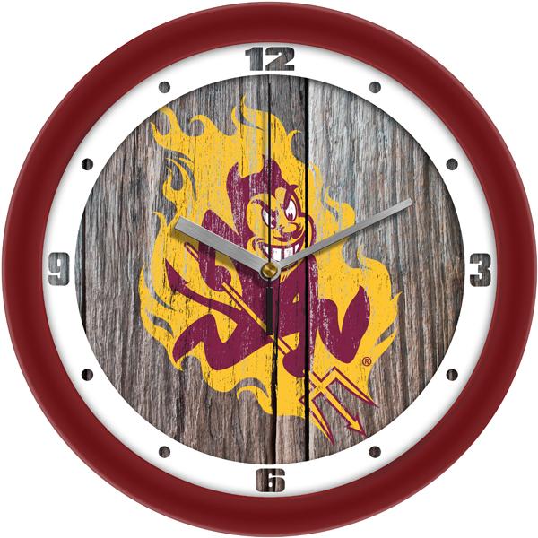 Arizona State Sun Devils - Weathered Wood Wall Clock - SuntimeDirect