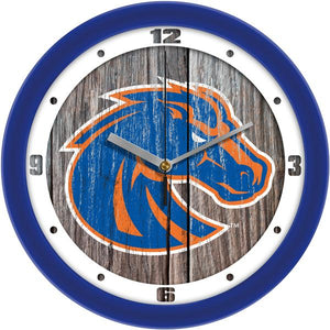 Boise State Broncos - Weathered Wood Wall Clock - SuntimeDirect