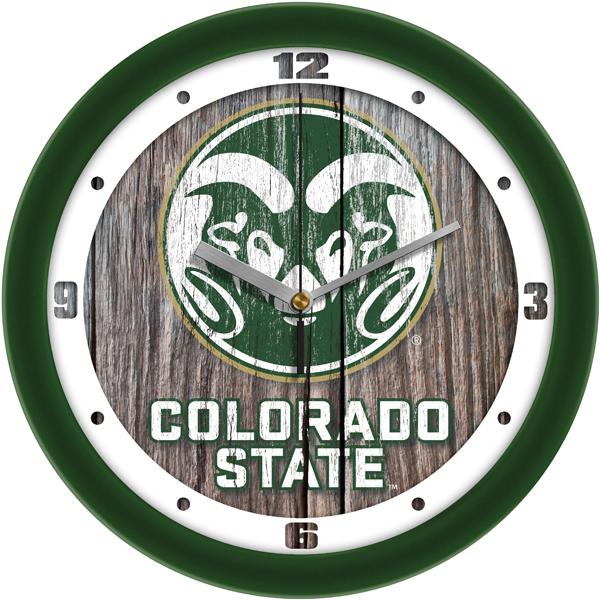 Colorado State Rams - Weathered Wood Wall Clock - SuntimeDirect