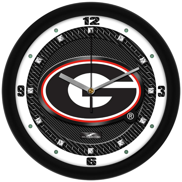 Georgia Bulldogs - Carbon Fiber Textured Wall Clock - SuntimeDirect