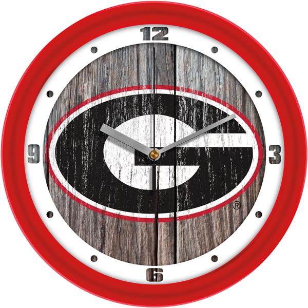 Georgia Bulldogs - Weathered Wood Wall Clock - SuntimeDirect