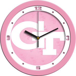Georgia Tech Yellow Jackets - Pink Wall Clock - SuntimeDirect