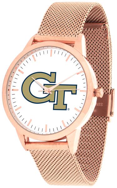 Georgia Tech Yellow Jackets - Mesh Statement Watch - Rose Band - SuntimeDirect