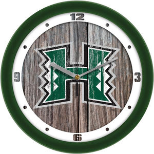 Hawaii Warriors - Weathered Wood Wall Clock - SuntimeDirect