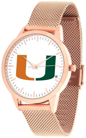 Miami Hurricanes - Mesh Statement Watch - Rose Band - SuntimeDirect