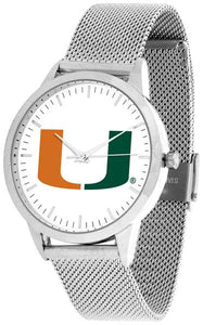 Miami Hurricanes - Mesh Statement Watch - Silver Band - SuntimeDirect