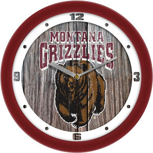 Montana Grizzlies - Weathered Wood Wall Clock - SuntimeDirect