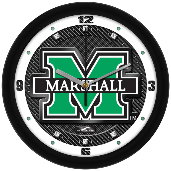 Marshall University Thundering Herd - Carbon Fiber Textured Wall Clock - SuntimeDirect