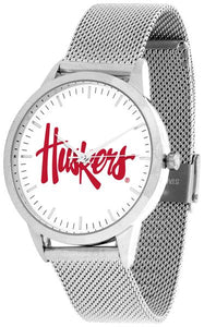 Nebraska Cornhuskers - Mesh Statement Watch - Silver Band - SuntimeDirect