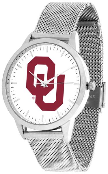 Oklahoma Sooners - Mesh Statement Watch - Silver Band - SuntimeDirect