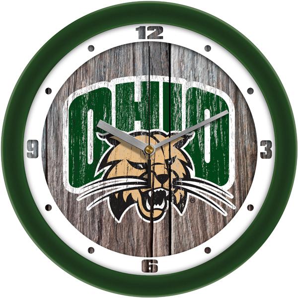 Ohio University Bobcats - Weathered Wood Wall Clock - SuntimeDirect