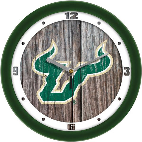 South Florida Bulls - Weathered Wood Wall Clock - SuntimeDirect