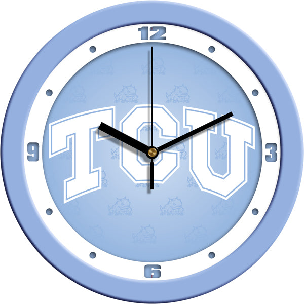 Texas Christian Horned Frogs - Baby Blue Wall Clock - SuntimeDirect