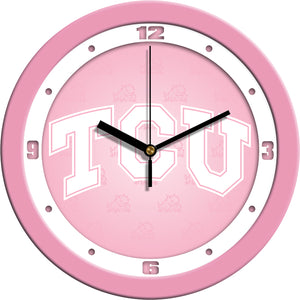 Texas Christian Horned Frogs - Pink Wall Clock - SuntimeDirect