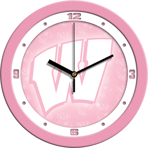 Wisconsin Badgers - Pink Wall Clock