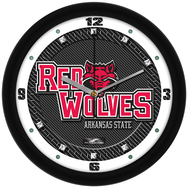 Arkansas State Red Wolves - Carbon Fiber Textured Wall Clock