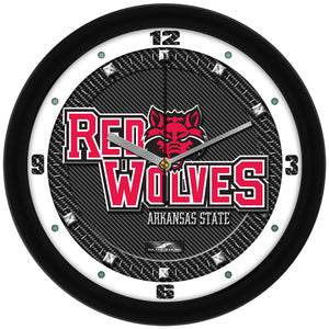 Arkansas State Red Wolves - Carbon Fiber Textured Wall Clock