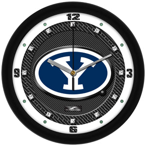 Brigham Young Univ. Cougars - Carbon Fiber Textured Wall Clock - SuntimeDirect